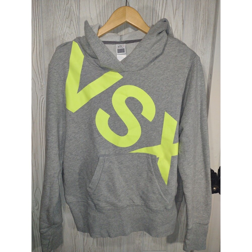 Victoria's Secret Hoodie Sport Sweater Large Womens Cut Back Grey LOGO